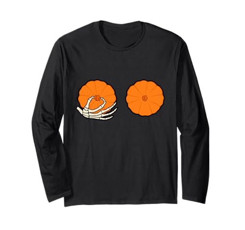 Kürbisbrust Halloween Lustig Skelett Hand Frauen Langarmshirt Kürbisbrust Halloween Lustig Skelett Hand Frauen Langarmshirt von Halloween Pumpkin Skeleton Hand Funny Spooky Women