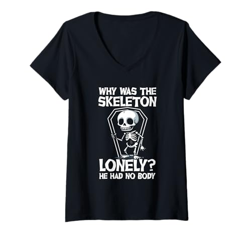 Damen Gruseliges Halloween T-Shirt mit V-Ausschnitt Damen Gruseliges Halloween T-Shirt mit V-Ausschnitt von Halloween Pun Spooky Dad Joke Humor