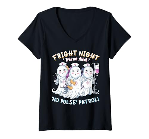 Damen Halloween Krankenschwester Nursing Cute Health Worker Healthcare Women T-Shirt mit V-Ausschnitt Damen Halloween Krankenschwester Nursing Cute Health Worker Healthcare Women T-Shirt mit V-Ausschnitt von Halloween RN Nurse Nursing Women Caring Art