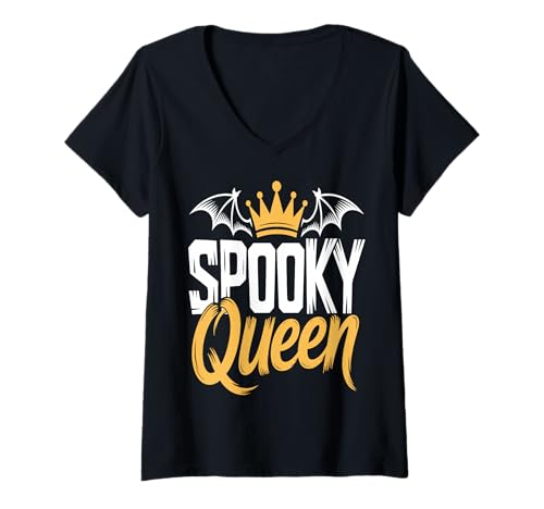 Damen Gruselige Königin Lustiges Halloween T-Shirt mit V-Ausschnitt Damen Gruselige Königin Lustiges Halloween T-Shirt mit V-Ausschnitt von Halloween Royalty Apparel