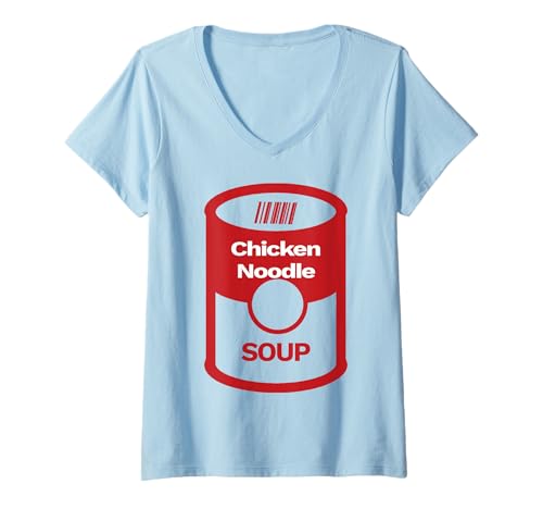 Damen Lustiges Halloween-Kostüm für Kinder, Erwachsene, Huhn-Nudelsuppe, Kostümparty T-Shirt mit V-Ausschnitt von Halloween School Costumes Teacher Trick Or Treat