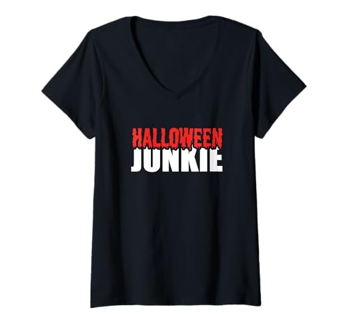 Damen Lustiger Halloween-Junkie für Halloween-Liebhaber, die T-Shirt mit V-Ausschnitt Damen Lustiger Halloween-Junkie für Halloween-Liebhaber, die T-Shirt mit V-Ausschnitt von Halloween Season Funny Halloween Junkie Gift