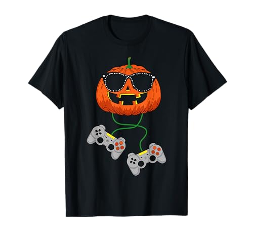 Halloween Kürbis Video Gamer Jungen Kinder Kostüm Halloween T-Shirt von Halloween Shirt Jungen Herren Gamer Kostüm