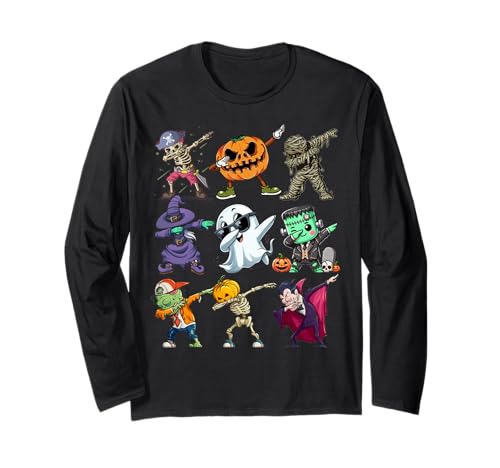 Dab Kürbis Skelett Geist Alien Zombie Halloween Jungen Kinder Langarmshirt von Halloween Shirts For Kids Boys Girls Youth Teen