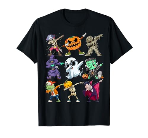Dab Kürbis Skelett Geist Alien Zombie Halloween Jungen Kinder T-Shirt von Halloween Shirts For Kids Boys Girls Youth Teen