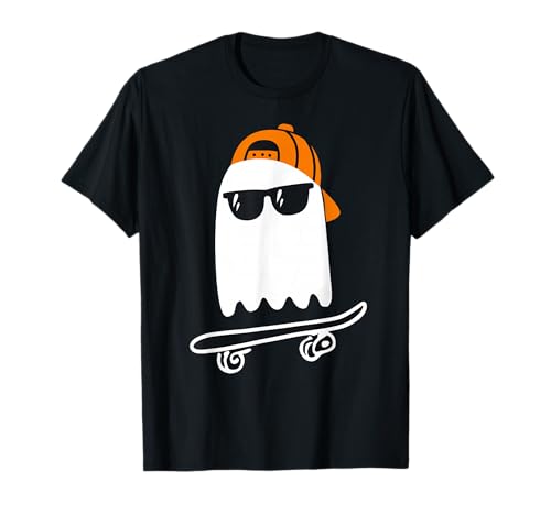 Ghost On Skateboard Lustiges Halloween-Kostüm Jungen Kinder 2 Seiten T-Shirt von Halloween Shirts For Women Men Kids Boys Girls