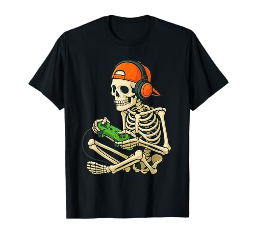 Halloween Skelett Gamer Video Gaming Jungen Herren Kinder Tees T-Shirt Halloween Skelett Gamer Video Gaming Jungen Herren Kinder Tees T-Shirt von Halloween Shirts For Women Men Kids Boys Girls