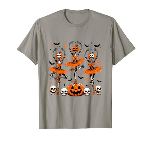 Girls Halloween Ballet Skeleton Pumpkin Girls Skeleton T-Shirt Girls Halloween Ballet Skeleton Pumpkin Girls Skeleton T-Shirt von Halloween Skeleton Ballerina Dancing Skeleton