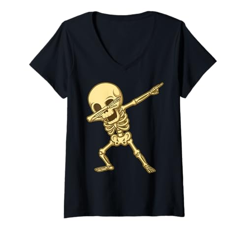 Damen Dancing Skeleton Dab Dabbing Skelett Lustiges Halloween T-Shirt mit V-Ausschnitt Damen Dancing Skeleton Dab Dabbing Skelett Lustiges Halloween T-Shirt mit V-Ausschnitt von Halloween Skeleton Dance Party Funny Skeleton