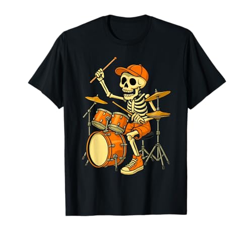 Skeletttrommeln Halloween Kostüm Schlagzeuger Musik Herren Jungen Kinder T-Shirt Skeletttrommeln Halloween Kostüm Schlagzeuger Musik Herren Jungen Kinder T-Shirt von Halloween Skeleton Drums
