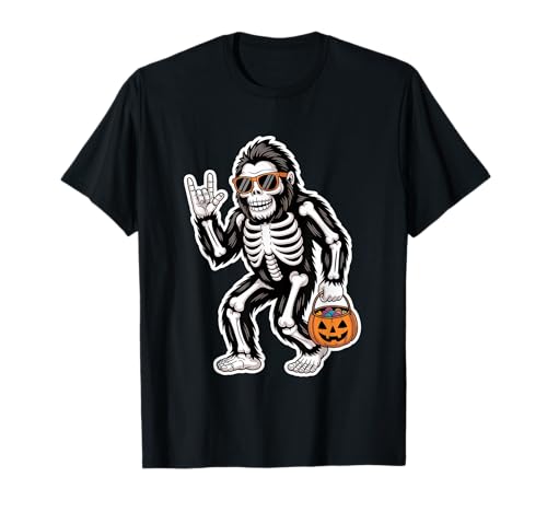 Halloween Bigfoot Skelett Lustig Rock Männer Teenager Jungen T-Shirt von Halloween Skeleton Funny Outfits for Boys Teens