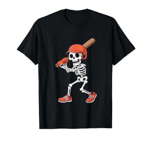 Halloween Skelett Lustig Baseball Jungen Teenager Männer T-Shirt von Halloween Skeleton Funny Outfits for Boys Teens