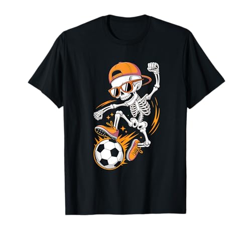 Halloween Skelett Lustig Fußball Jungen Teenager Männer T-Shirt von Halloween Skeleton Funny Outfits for Boys Teens