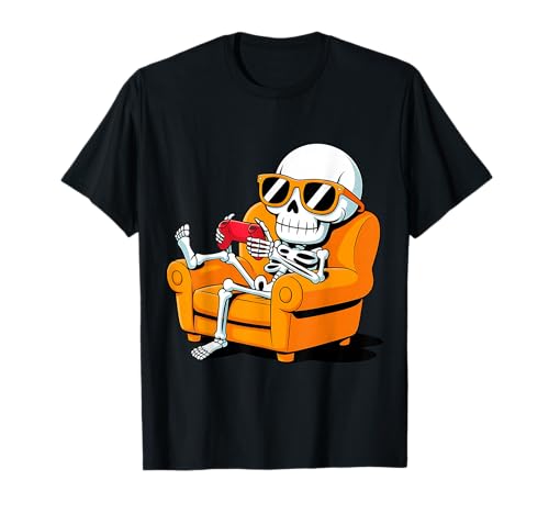 Halloween Skelett Lustig Gamer Videospiele Kinder Jungen T-Shirt von Halloween Skeleton Funny Outfits for Boys Teens