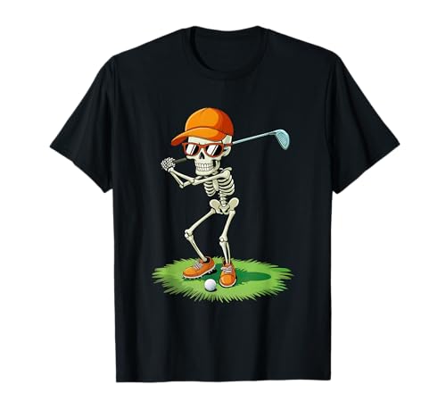 Halloween Skelett Lustig Golf Jungen Teenager Männer T-Shirt von Halloween Skeleton Funny Outfits for Boys Teens