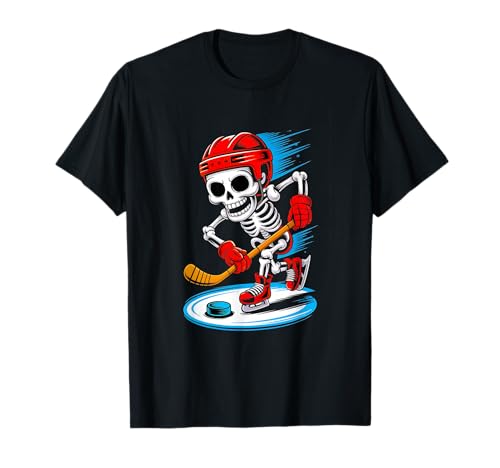 Halloween Skelett Lustig Hockey Jungen Teenager Männer T-Shirt von Halloween Skeleton Funny Outfits for Boys Teens