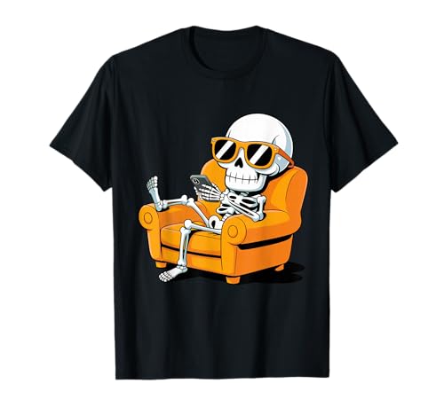 Halloween Skelett Lustig Smartphone Jungen Kinder Teenager T-Shirt von Halloween Skeleton Funny Outfits for Boys Teens