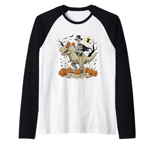 Halloween Skelett Reiten Mama Dinosaurier Kürbis Trex Raglan Halloween Skelett Reiten Mama Dinosaurier Kürbis Trex Raglan von Halloween Skeleton Riding Mummy Dinosaur