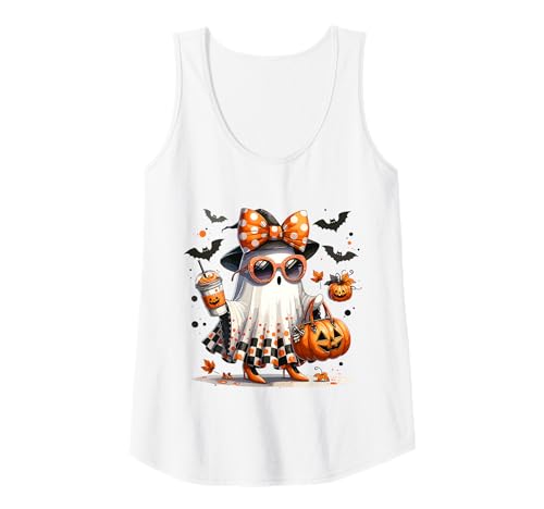 Damen Lustiges Halloween Geist Kürbis Schleife Party Tank Top Damen Lustiges Halloween Geist Kürbis Schleife Party Tank Top von Halloween Spaß Kollektion