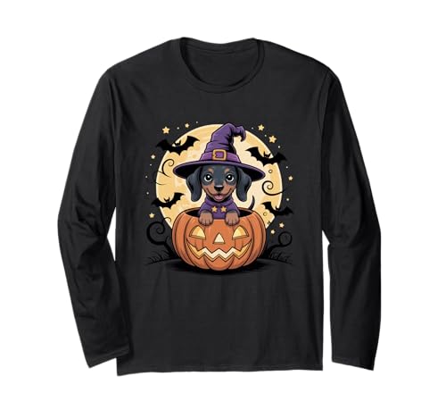 Cute Dachshund Jack O Lanterrn Halloween Costume Men Women Langarmshirt Cute Dachshund Jack O Lanterrn Halloween Costume Men Women Langarmshirt von Halloween Spooky Dachshund Apparel