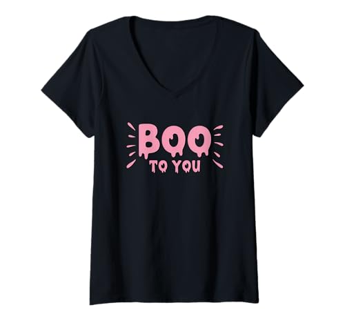 Damen Ich freue Mich auf gruselige Halloween-Vibes T-Shirt mit V-Ausschnitt Damen Ich freue Mich auf gruselige Halloween-Vibes T-Shirt mit V-Ausschnitt von Halloween Spooky Fun Boo Lovers