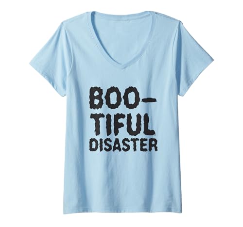 Damen Boo-Tful Disaster Halloween-Satz T-Shirt mit V-Ausschnitt Damen Boo-Tful Disaster Halloween-Satz T-Shirt mit V-Ausschnitt von Halloween Spooky Fun Humor Ghosts