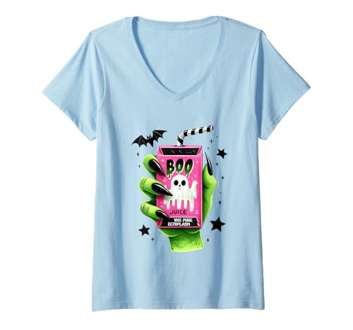 Damen Boo Juice Ektoplasma Gruseliger Halloween-Spaß T-Shirt mit V-Ausschnitt Damen Boo Juice Ektoplasma Gruseliger Halloween-Spaß T-Shirt mit V-Ausschnitt von Halloween Spooky Ghost Bat Ectoplasm Fun