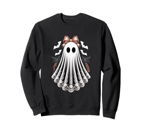 Spitze Geist Kokette Schleife Frauen Mädchen Halloween Kostüm Sweatshirt von Halloween Spooky Lace Ghost