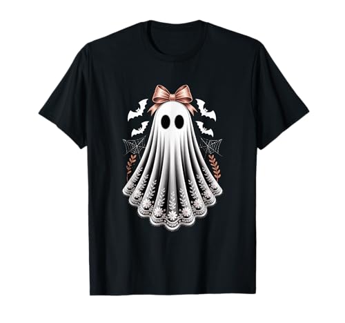 Spitze Geist Kokette Schleife Frauen Mädchen Halloween Kostüm T-Shirt von Halloween Spooky Lace Ghost