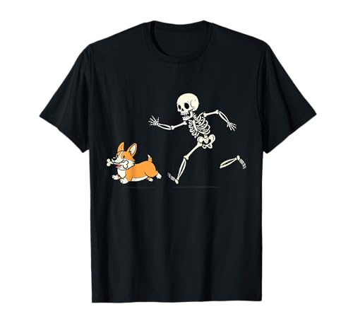 Lustiges Skelett jagt süßer Corgi Boo laufender Hund Mama Papa T-Shirt Lustiges Skelett jagt süßer Corgi Boo laufender Hund Mama Papa T-Shirt von Halloween Spooky Pet Lover Puppy Dog Men Women Tee