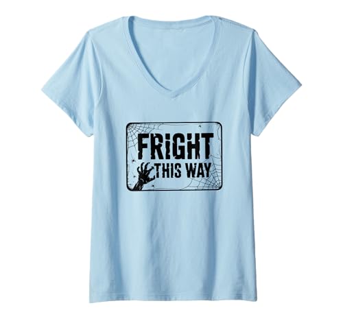 Damen Fright This Way Halloween-Design T-Shirt mit V-Ausschnitt Damen Fright This Way Halloween-Design T-Shirt mit V-Ausschnitt von Halloween Spooky Scary Horror Theme