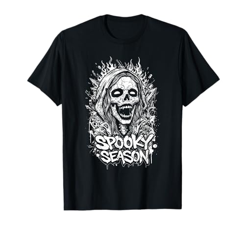Gruselige Jahreszeit Halloween Schädel Grafik für Frauen und Mädchen T-Shirt Gruselige Jahreszeit Halloween Schädel Grafik für Frauen und Mädchen T-Shirt von Halloween - Spooky Season