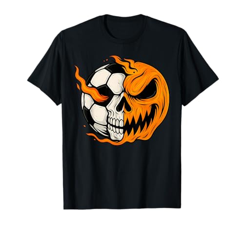 Kürbis Totenkopf Skelett Gruseliger Fußballspieler Kinder Halloween T-Shirt Kürbis Totenkopf Skelett Gruseliger Fußballspieler Kinder Halloween T-Shirt von Halloween Spooky Skeleton Soccer Player Pumpkin