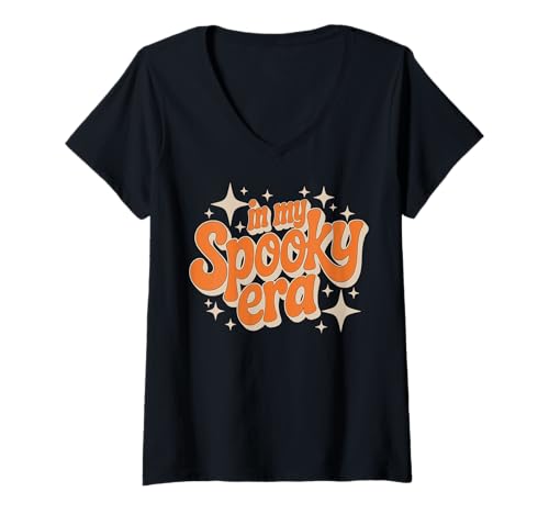 Damen In My Spooky Era Halloween Vibes T-Shirt mit V-Ausschnitt Damen In My Spooky Era Halloween Vibes T-Shirt mit V-Ausschnitt von Halloween Spooky Vibe Retro Aesthetic