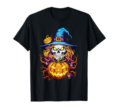 Gruselige Hexe Halloween Vibes Kürbis Schädel Kunst für Frauen T-Shirt Gruselige Hexe Halloween Vibes Kürbis Schädel Kunst für Frauen T-Shirt von Halloween - Spooky Witch