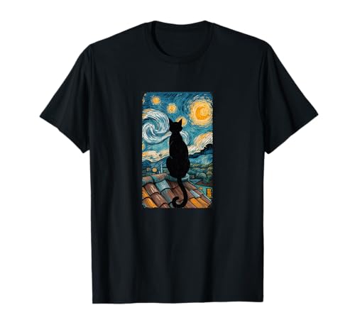 Van Cat Sternennacht Katze für Katzenliebhaber Katze Mama Katze Papa T-Shirt von Halloween Starry Night Cat Lover Gifts & Tees