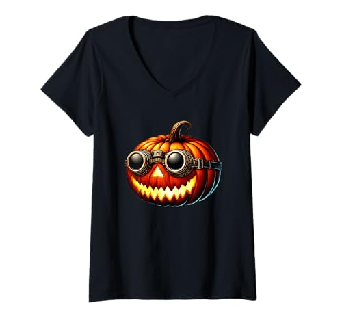 Damen Steampunk-Halloween T-Shirt mit V-Ausschnitt Damen Steampunk-Halloween T-Shirt mit V-Ausschnitt von Halloween Steampunk