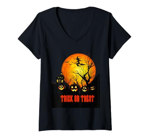 Damen Süßes oder Saures Halloween T-Shirt mit V-Ausschnitt Damen Süßes oder Saures Halloween T-Shirt mit V-Ausschnitt von Halloween Stuff