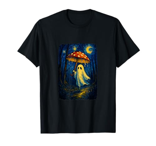 Geist Pilz Regenschirm Halloween Sternennacht T-Shirt von Halloween T-Shirt