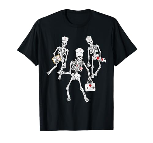 Krankenschwester Tanzende Skelette Halloween Kostüm Herren Damen T-Shirt Krankenschwester Tanzende Skelette Halloween Kostüm Herren Damen T-Shirt von Halloween T-Shirts TeeStyle-5