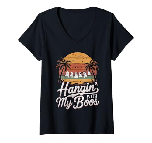 Damen Halloween Kostüm Geist Monster Spooky Skull Zombie T-Shirt mit V-Ausschnitt von Halloween TShirt Geister Spooky Monster Party