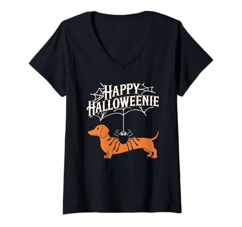 Damen Halloween Kostüm Geist Monster Spooky Skull Zombie T-Shirt mit V-Ausschnitt von Halloween TShirt Geister Spooky Monster Party
