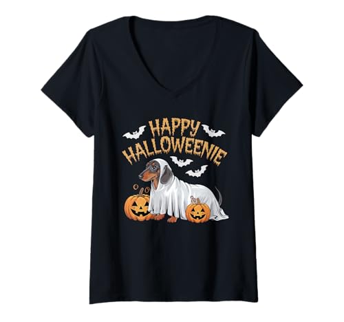 Damen Halloween Kostüm Geist Monster Spooky Skull Zombie T-Shirt mit V-Ausschnitt von Halloween TShirt Geister Spooky Monster Party
