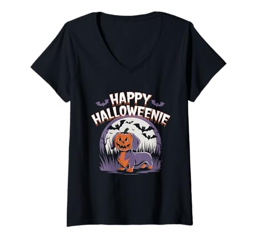 Damen Halloween Kostüm Geist Monster Spooky Skull Zombie T-Shirt mit V-Ausschnitt von Halloween TShirt Geister Spooky Monster Party
