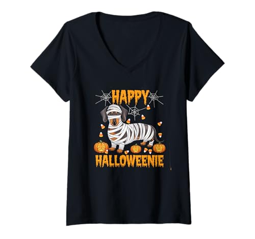 Damen Halloween Kostüm Geist Monster Spooky Skull Zombie T-Shirt mit V-Ausschnitt von Halloween TShirt Geister Spooky Monster Party