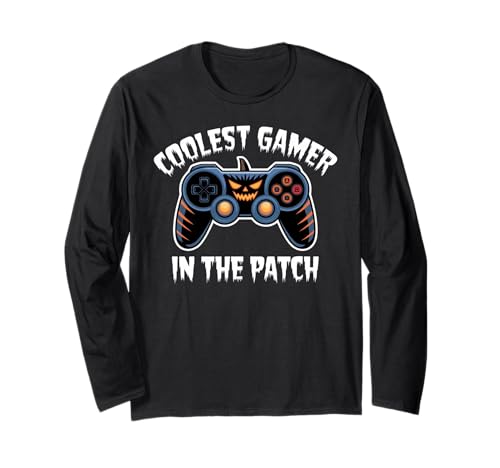 COOLEST GAMER IN THE PATCH Halloween Theme Game controller Langarmshirt COOLEST GAMER IN THE PATCH Halloween Theme Game controller Langarmshirt von Halloween Theme Game jack-o-lantern's face scary.