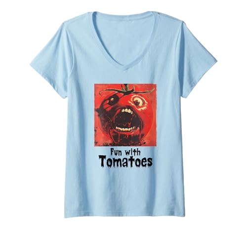 Damen Gruselige Tomate, Halloween, Tomaten T-Shirt mit V-Ausschnitt Damen Gruselige Tomate, Halloween, Tomaten T-Shirt mit V-Ausschnitt von Halloween Tomaten