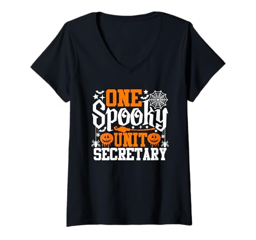 Damen Eine gruselige Einheit Sekretärin lustiges Halloween-Kostüm T-Shirt mit V-Ausschnitt Damen Eine gruselige Einheit Sekretärin lustiges Halloween-Kostüm T-Shirt mit V-Ausschnitt von Halloween Unit Secretary Shirts