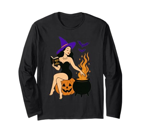 Hexe Kürbis Halloween Zaubersprüche Gruselige Jahreszeit Frauen Langarmshirt Hexe Kürbis Halloween Zaubersprüche Gruselige Jahreszeit Frauen Langarmshirt von Halloween WItch Pumpkin Spooky Season Women