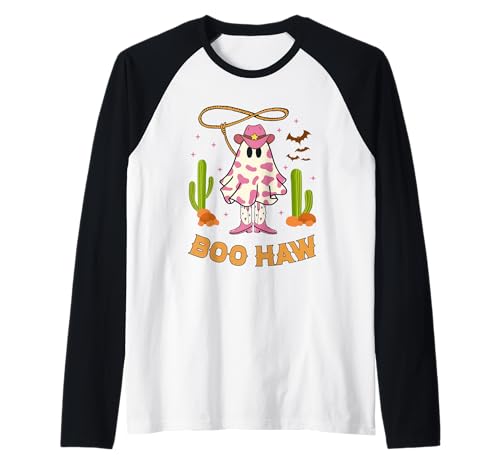 Boo Haw Ghost Western Cowboy Cowgirl Halloween Damen Mädchen Raglan Boo Haw Ghost Western Cowboy Cowgirl Halloween Damen Mädchen Raglan von Halloween Western Cowboy Costume Ghost Cowgirl Tee